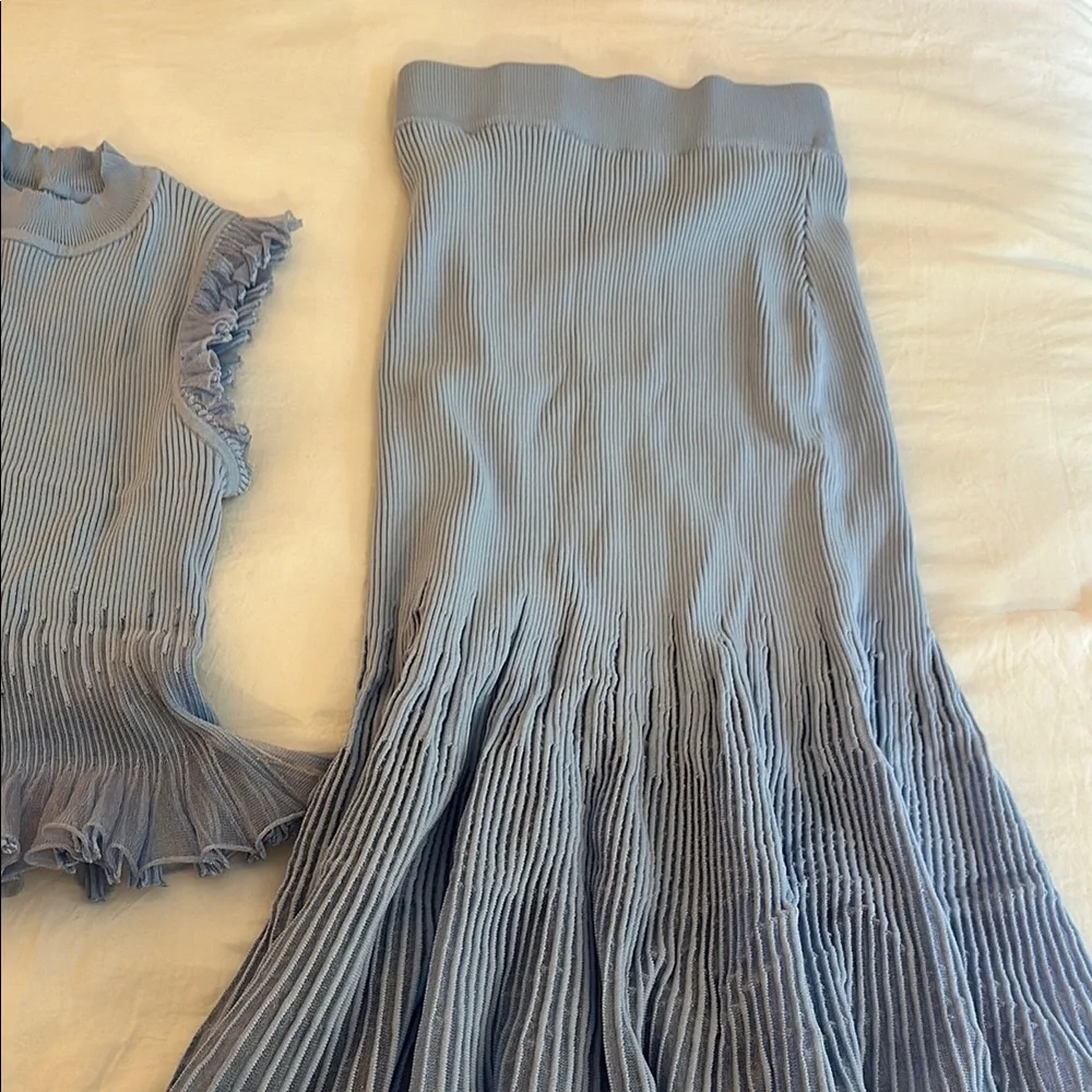 Light Blue Ribbed Knit Ruffle Set - Picture 8 of 8